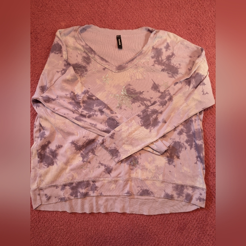 Venti6 Purple Tie Dye Sparkle Top
